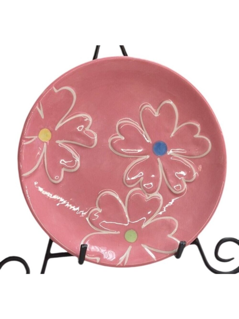 Easter Spring Ceramic Plate Pink Flower Blossoms & Blooms 8"
